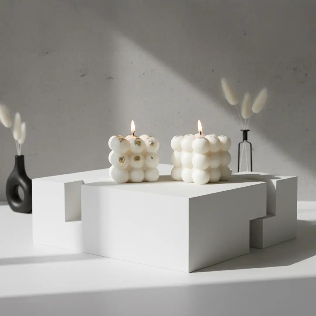 Bubble cube candle home decor styling