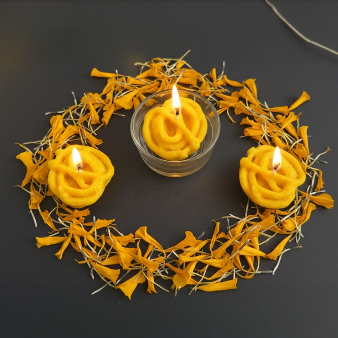 Jalebi candle handcrafted sweet-shaped decorative candle