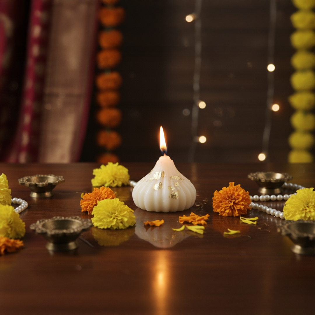 White modak candles for pooja and Diwali decoration
