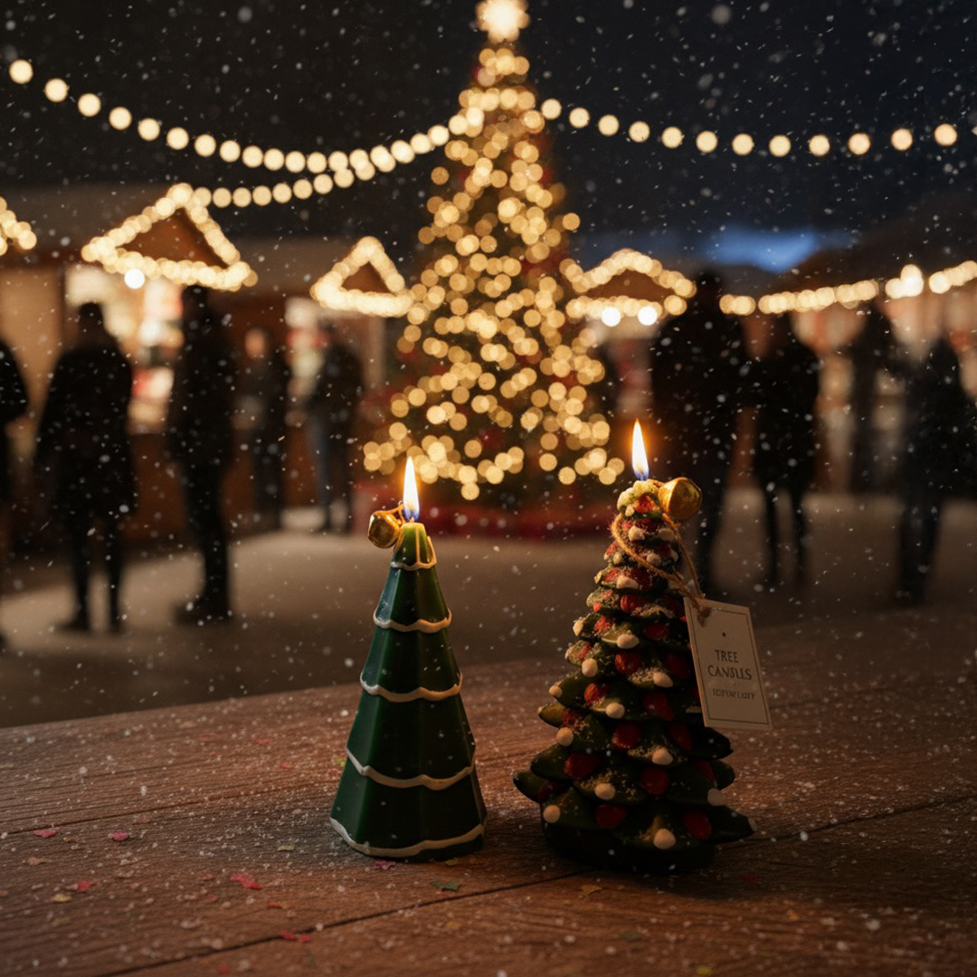 Decorative tree candle for Christmas table décor