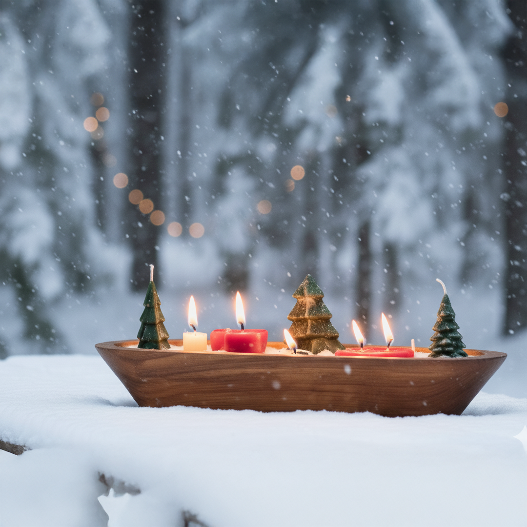 Handcrafted Wooden Boat Candle – Festive Decorative Soy Wax Candle - Image 2