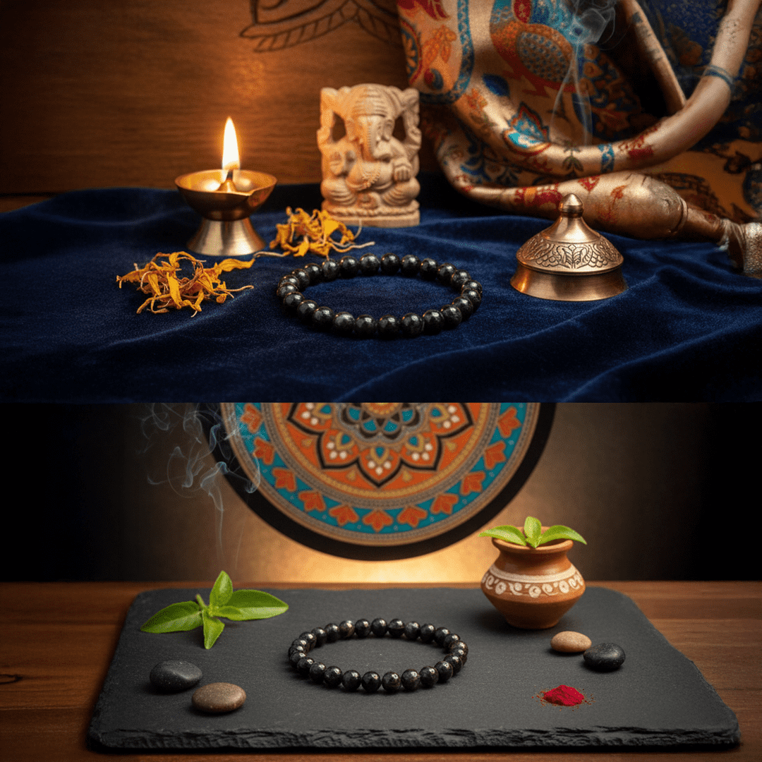 Natural Black Agate Healing Crystal Bracelet for Protection and Grounding - Image 2