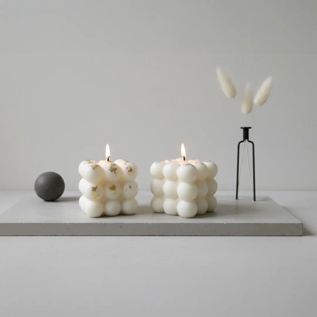 Bubble cube candle minimalist decorative wax candle