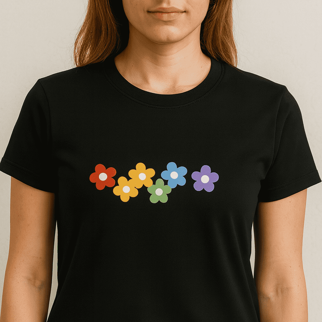 Flower Design Women’s T-Shirt – Stylish Floral Printed Casual Tee