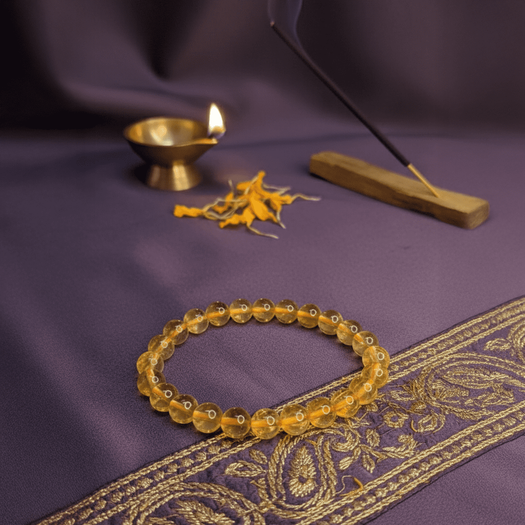 Natural citrine stone bracelet symbolizing success, abundance and chakra healing