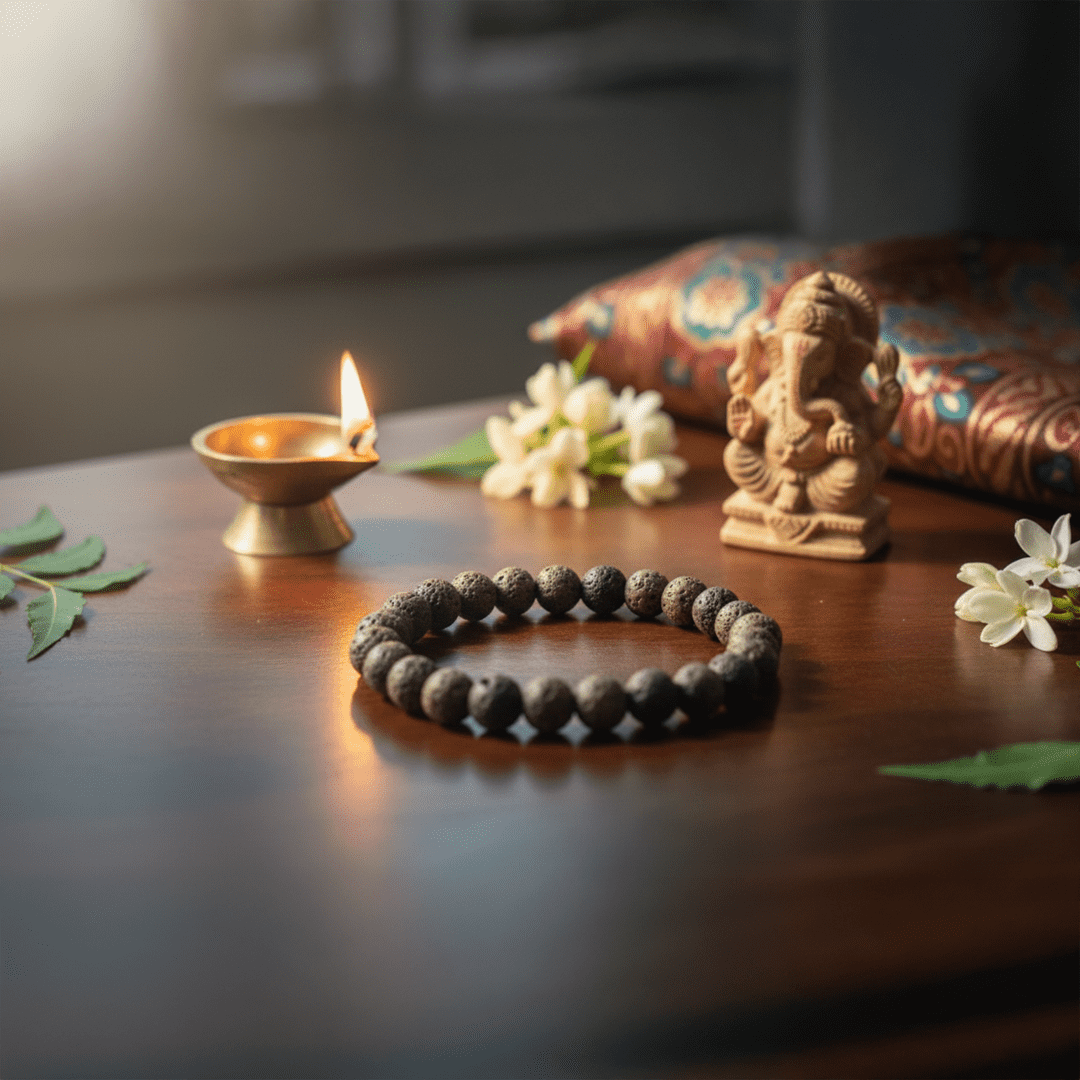 Natural Lava Stone Bead Bracelet - Image 3