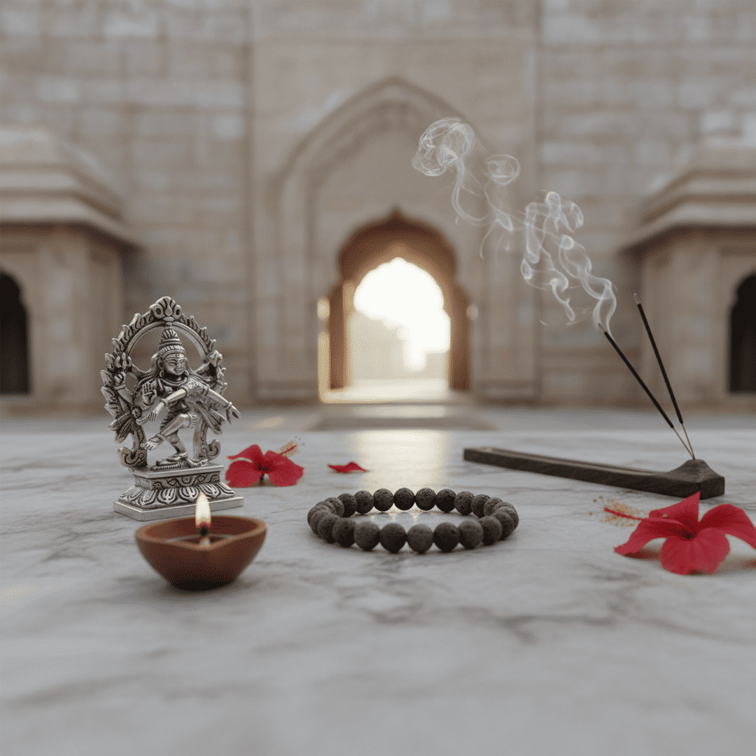 Handmade lava stone bead spiritual bracelet for meditation and grounding