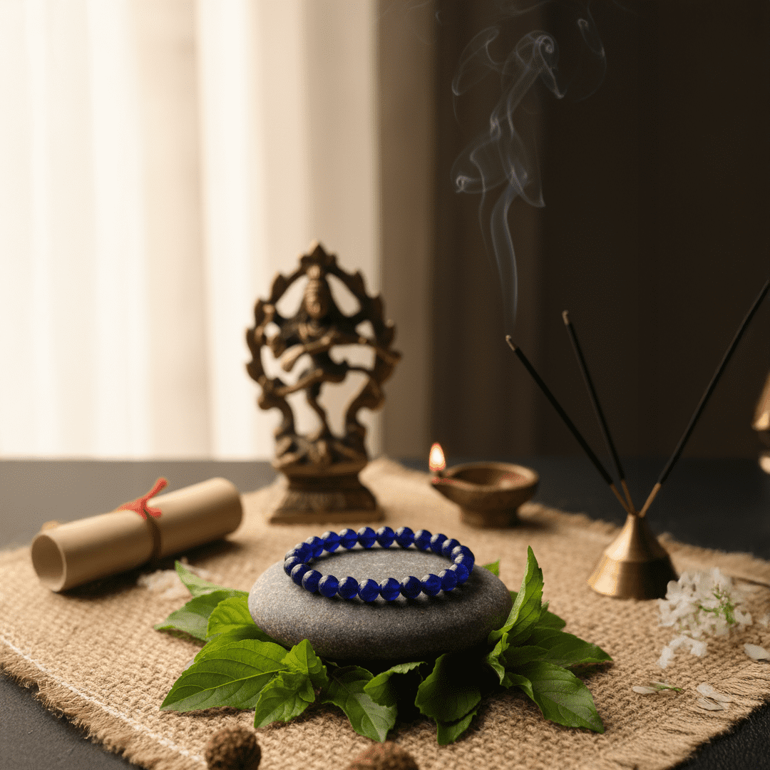 Natural blue healing crystal bracelet for meditation and daily wear