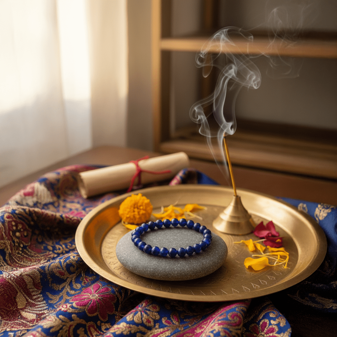 Blue Lazurite gemstone bracelet for wisdom and spiritual clarity